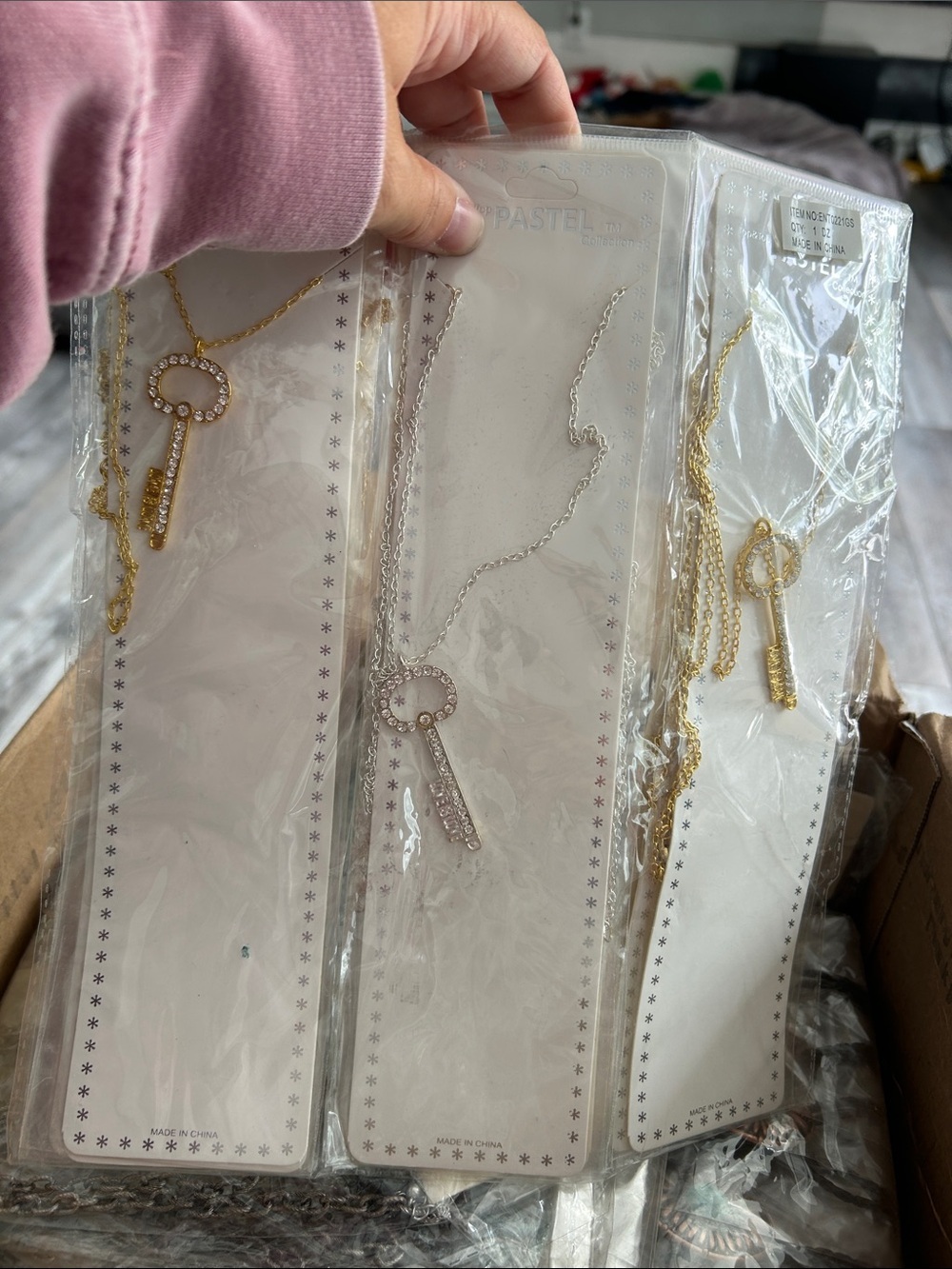 4/$100 Key Pendant Necklace wholesale  - Gold & Silver